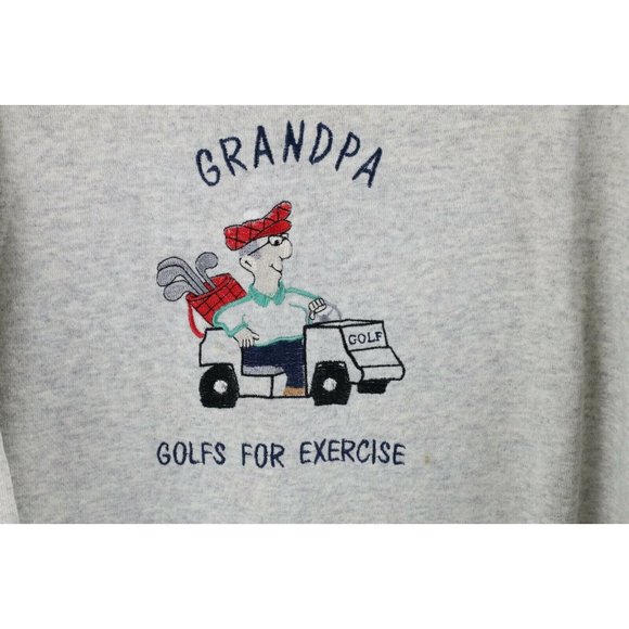 Vintage 90s Mens XL Grandpa Golfs for Exercise Spell Out Crewneck Sweatshirt - Picture 4 of 10